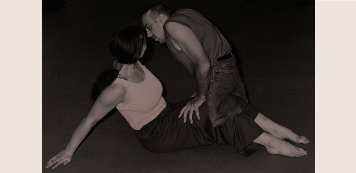 A black and white photo of Dave and Vicki. We jokingly call this the 'conception of Stopgap'!
