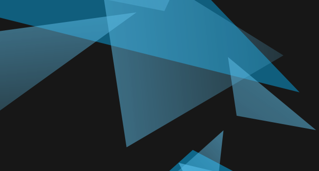 Translucent blue triangles layered over each other on a dark background.