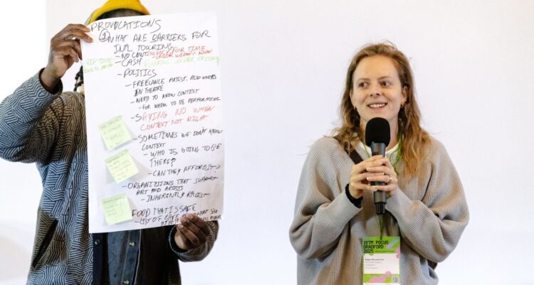 Kajsa talking at a conference